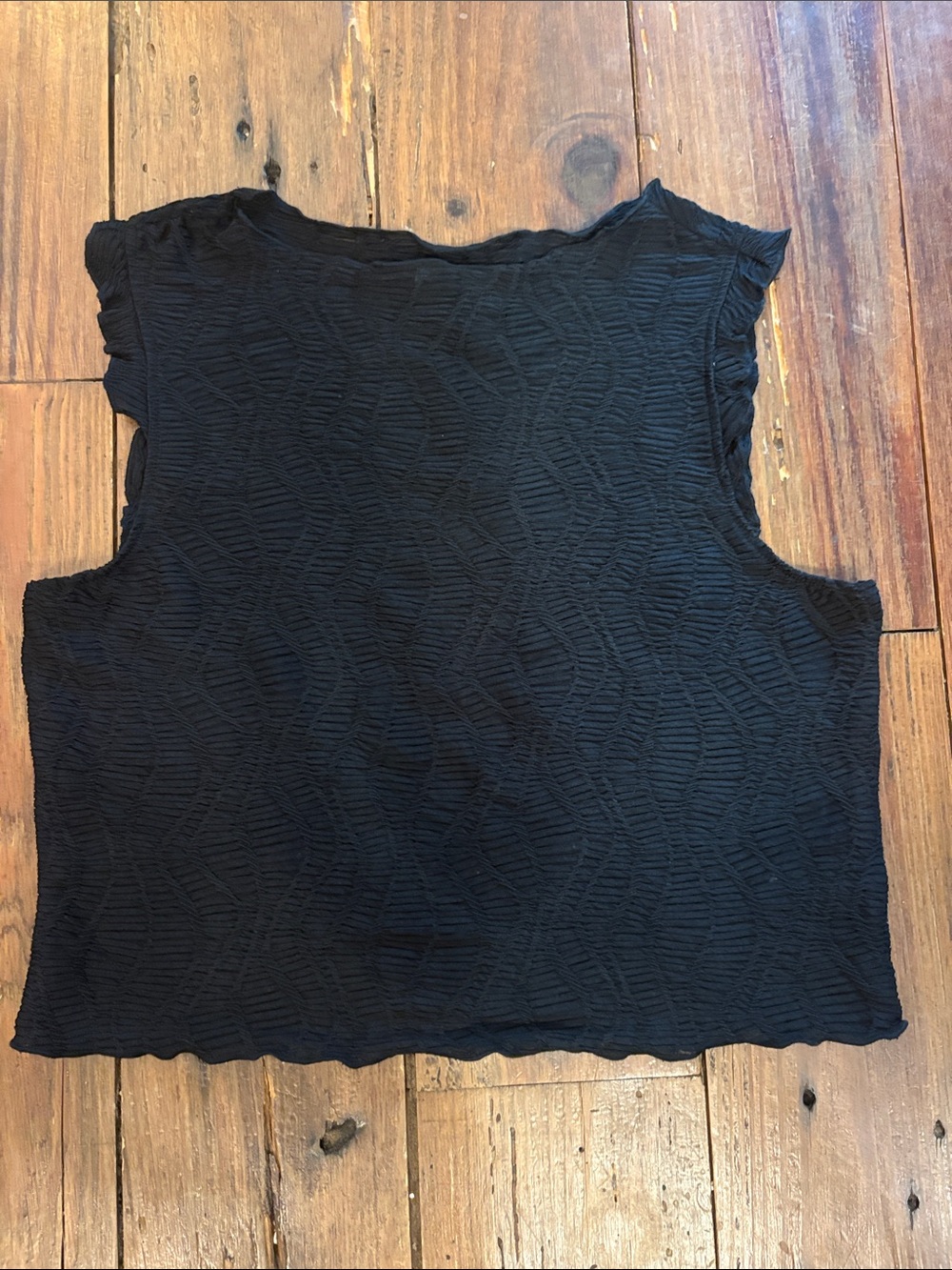 Girls' Black Textured Sleeveless Tank Top - Classic Knit